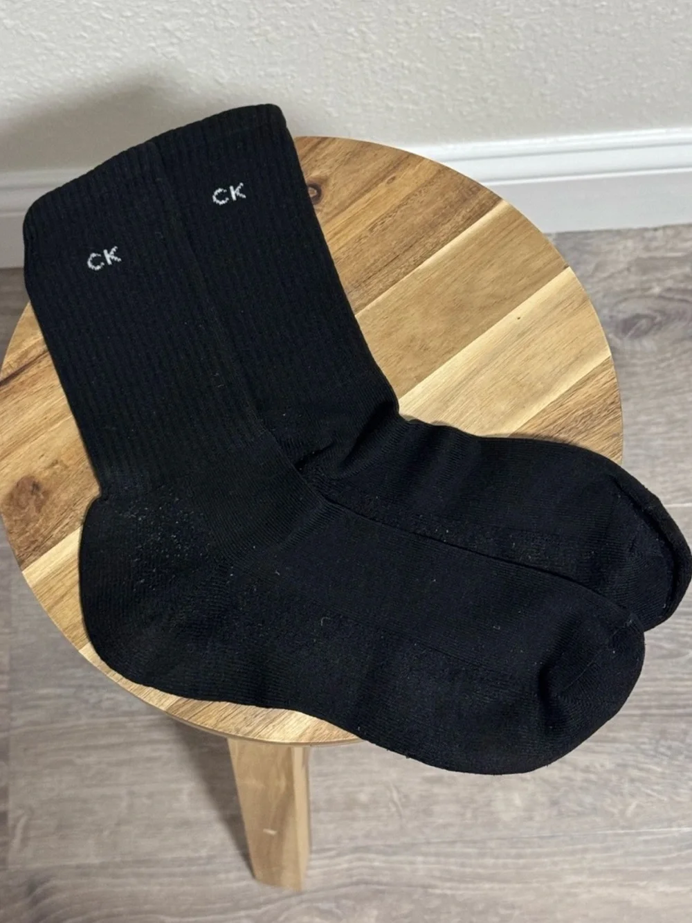Calvin Klein Black Crew Socks Unisex CK Logo Soft Cotton Blend OSFM